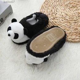 Slippers Children Girl Slippers Indoor Winter Plush Warm Shoes 3D Panda Kid Boy Soft Sole Home Footwear Baby Items R231020