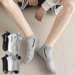 Men's Socks 3 Pairs Sports Pure Cotton Men High Quality Fashion Mesh Breathable Deodorant Anti-Slip Summer Casual Outdoor Ankle