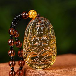 Pendant Necklaces Citrine Guardian Buddha Necklace With Beaded Chain For Men Women Jewellery Gift D88Pendant311w