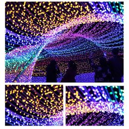 Christmas Decorations 100m Waterproof USB Solar Engery LED Colourful Holiday Night Light String Garden Tree Wedding Party Project Decoration 231019