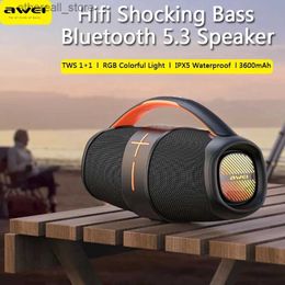 Cell Phone Speakers Awei Y887 Portable Outdoor Bluetooth Speaker Wireless Bass Subwoofer Waterproof Speakers AUX TF USB Stereo Loudspeaker Sound Box Q231021