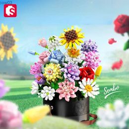 Blocks Rose Mixed Color Flowers Building Blocks Compatible Bricks Children's Flowers DIY Holiday Gift Building Block School Toy R231020