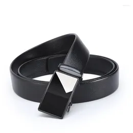 Belts 3.5cm Men's Leather Automatic Buckle Belt Young Business Fashion Casual Middle Aged Designer Black Colour For Men