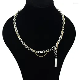 Pendant Necklaces Fashion Stainless Steel Thick And Thin Two-color Necklace Bracelet Mix Match Neck Chain Clavicle