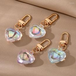 Keychains Bling Transparent Heart Love Couple Key Ring For Friend Gift Colourful Trendy Bag Car Holder Airpods Box Jewellery