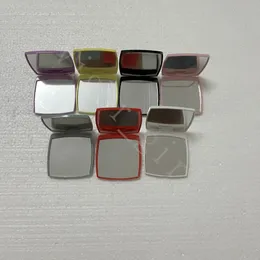 Stock Pink White Black Red Yellow Purple Green Compact Mirrors Brand Folding Compact Face Mirrors with Dust Bag Mirror Black Portable Classic Makeup Tools Engrave