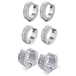 Hoop Earrings 1 Pair Stainless Steel Womens Mens Huggie CZ Piercings Hypoallergenic Inlaid Cubic Zirconia Stud