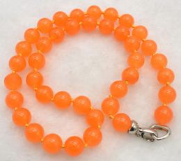 Chains Genuine 10mm Natural Orange Topaz Round Gemstone Beads Necklace 16-24"