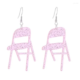 Dangle Earrings Style Glitter Acrylic Folding Chair Shape Lightweight Colourful Pink Solidarity Drop Montgomery Jewellery