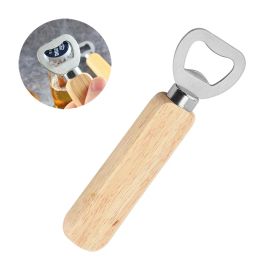 Wooden Handle Beer Bottle Opener Bar Stainless Steel Corkscrew Household Kitchen Tool LL