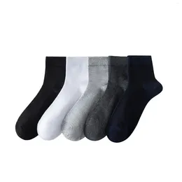 Men's Socks Summer Thin Mesh Breathable Medium Sleeve Cotton Business Gentleman Black And White Grey