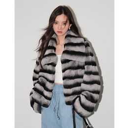 Winter Coat Hooded Rabbit Fur Jacket Collar Women New Fashion Warm Outerwear 201212