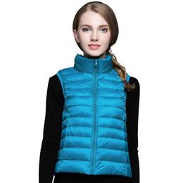 Winter women solid vest sleeveless jacket Classic Feather Casual bodywarmer Vests plus size S-XXXLshiny 8GZ2Y