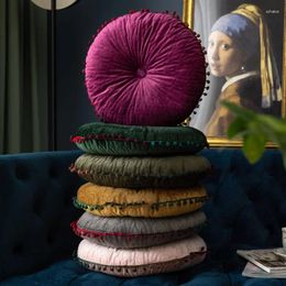 Pillow Nordic Style Tassel Dutch Velvet Pleated Pumpkin Round Seat Pouf Throw Sofa Home Decor Cojines Redondo Coussin