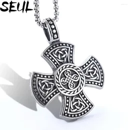 Chains Seul Personalised Vintage Trend Celtic Cross Twist Necklace Stainless Steel Pendant Men's Jewellery Wholesale