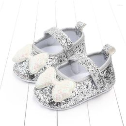 First Walkers Shiny Bling Baby Girl Shoes Born Spring Autumn Infant Outdoor Heart Bow-knot Flat