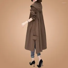 Women's Trench Coats Female CoatSpring Autumn Thin Windbreaker Long 2023 Korean Loose Casual Coat Jacket Hooded Trenchcoat A984