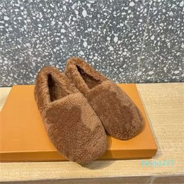 2023-Fashion-New fashion thick bottomed Slippers women's wool boots are pure fluffy soft noble and full Rubber wear-resistant sole 35-41