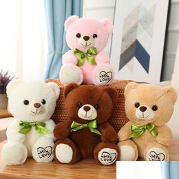 Cute Sitting Posture Small Teddy Bear Plush Toy Butterfly Festival Ribbon Hing Doll Childrens Rag Throw Pillow 25Cm Dhgry