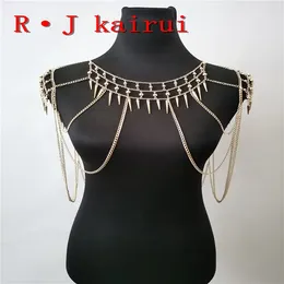 Chains RJBY28 Gold Neck Shoulder Beads Plastic Rivets Body Jewellery Unique Top Costume 2 Colours