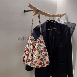 Shoulder Bags Bags for 2023 New Cotton Floral Shoulder Bag Large Capacity Printed Shopping Bag Female Fashion Casual Open Handbagstylishhandbagsstore