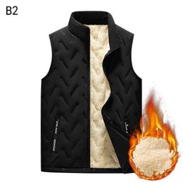 Men's Vests Men Thicken Stand Collar Vest Winter Plush Warm Sleeveless Zipper Coats Korean Fashion Male Waistcoat Oversized Jackets 231020