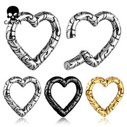 Stud Casvort 2PCS 5mm 4g Baroque Heart Ear Weights Stainless Steel Hypoallergenic Ear Plugs Tunnels Stretcher Piercing Body Jewellery 231020