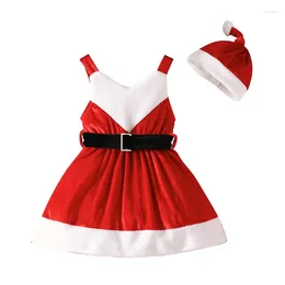 Girl Dresses Pudcoco Toddler Kids Baby Girls 2 Piece Outfits Contrast Colour Christmas Velvet Dress And Santa Hat For Party Cute Clothes 1-5T