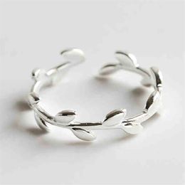Cluster Rings Olive Branch Simple Tree Leaf 925 Sterling Silver Adjustable Party Ring For Women Personalized Designer Dainty Jewel241q