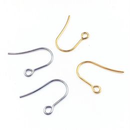 100PCS Whole Stainless Steel Gold Silver Colour Earrings Hooks Findings Fittings DIY Earrings Base Part Jewellery Making Accessor246m