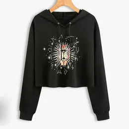 Women's Hoodies Crop Hooded Tops Y2k Womens Short Sweatshirt Long Korean Sleeve Oversize Pullovers 2023 Blouses Female