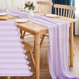 Table Runner 10PCS/Set 30*300cm Chiffon Table Runner Wedding Sheer Gauze Dining Table Decoration Boho Wedding Engagement Party Tablecloth 231019