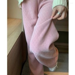 Women's Pants 2023 Velvet 4 Colours Women Thick Winter Clothes Solid All-match Cute Cosy Stylish Harajuku Elegant Wide Leg Baggy Elastic