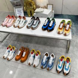 Loeweelies Flow Shoes Runner Designer Woman Sneaker Nylon Trainer Men Shoe Winter Ballet Suede Sneakers Vintage Luxury Calfskin Trainers