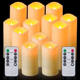 Other Event Party Supplies 12PcsSet Flameless LED Candles with Remote Controll and Timer Romantic Atmosphere Light for Christmas Halloween Thanksgiving 231019