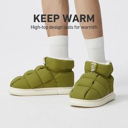 Dress Shoes UTUNE Waterproof Men's Winter Ankle Snow Boots Warm High Top Women Boots For Home Non-slip Plush Slip-on Couple Outside Shoes 231019