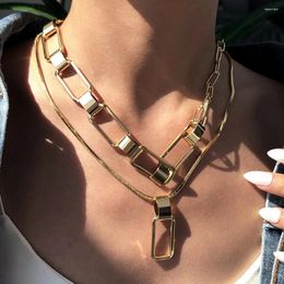 Pendant Necklaces Exaggerated Thick Chain Necklace Female Multi-layer Lock Punk Hip Hop Chunky Miami Choker Women