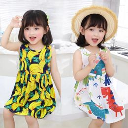 Girl Dresses 2023 Girls Print Summer Dress Kids Sleeveless Princess Cute Birthday Party Baby Clothes Fashion Casual