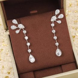 Dangle Earrings Trend High Quality Pure 925 Sliver Geometric Water Drop Tassel Luxury Jewellery For Women Wedding Party