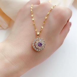 18K Gold Necklace White Diamond Pendants for Women Bijoux Femme Collares Joyas Natural Pierscionki Bizuteria Gemstone Pendant225V