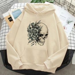 Women's Hoodies Skull Women Korean Style Fleece Aesthetic Anime Hood Tracksuit Female Winter Clothes