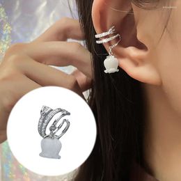 Backs Earrings 1pc Chinese Tulip Flower Ear Cuff No Piercing For Women Dainty Lily Of The Valley Earclip Fake Earing Jewellery EF087