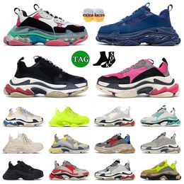top triple s sneaker designer casual shoes men women paris 17fw triples black white pink blue red green neon yellow clear sole loafer luxury platform trainers 36-45