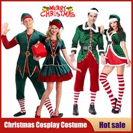 Cosplay Santa Claus Cosplay Costume Christmas Carnival Party Green Woman Man Couple Stage Performance Photo Props Clothes Xmas Dress