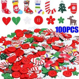 Christmas Decorations 100/50PCS Wooden Christmas Buttons Snowflake Xmas Tree Sewing Button for Kid's Clothing Scrapbooking DIY Craft New Year Decor x1020