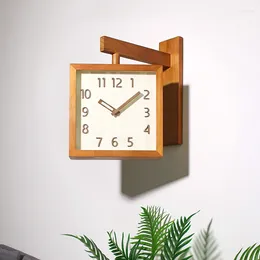 Wall Clocks Solid Wood Clock Double-Sided Japanese Silent Living Room Home Simple Modern Hanging Corner Two-Sided