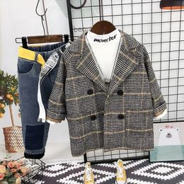 Jackets Baby Boys Woollen Coat Spring Fall Winter Clothes Children's Clothing Boy Baby Coats Girl Midlength British Handsome Wool jacket 231019
