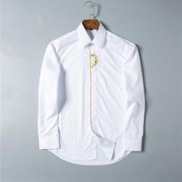 Luxurys Designers Whole Mens Dress Shirts Solid Slim Long Sleeve Brand Working Clothing Chemise Homme Camisa Social Masculina 238k