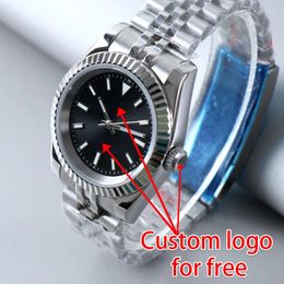 Wristwatches MINUTETIME Custom DIY Logo Name NH35 Watch Sterile Dial Luxury Men's 10Bar Waterproof Saphhire Crystal Automatic