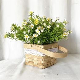 Decorative Flowers Artificial Grass Daisy Plants Leaves Wedding Garden Vase Decor Table Bouquet Fake Flower Party DIY Home Outdoor